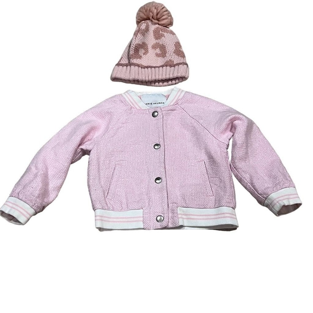 Janie & Jack Girls Pink Metallic Tweed Jacket 3T & Capelli Hat
